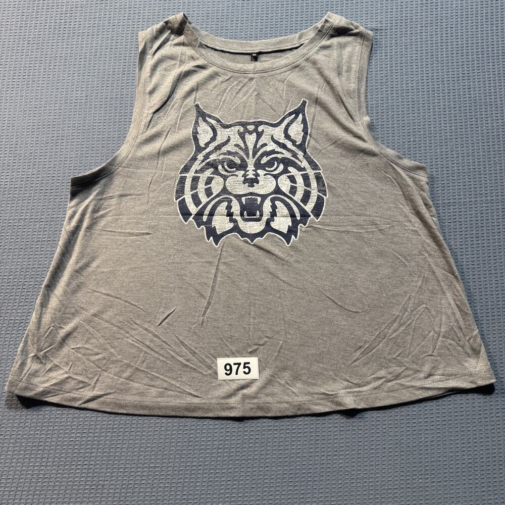 Graphic‎ Tiger Sleeveless Top Girls Sz M Gray Pre-Owned